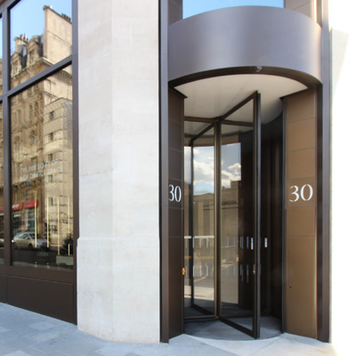 Revolving doors at 30 Leicester Square, London